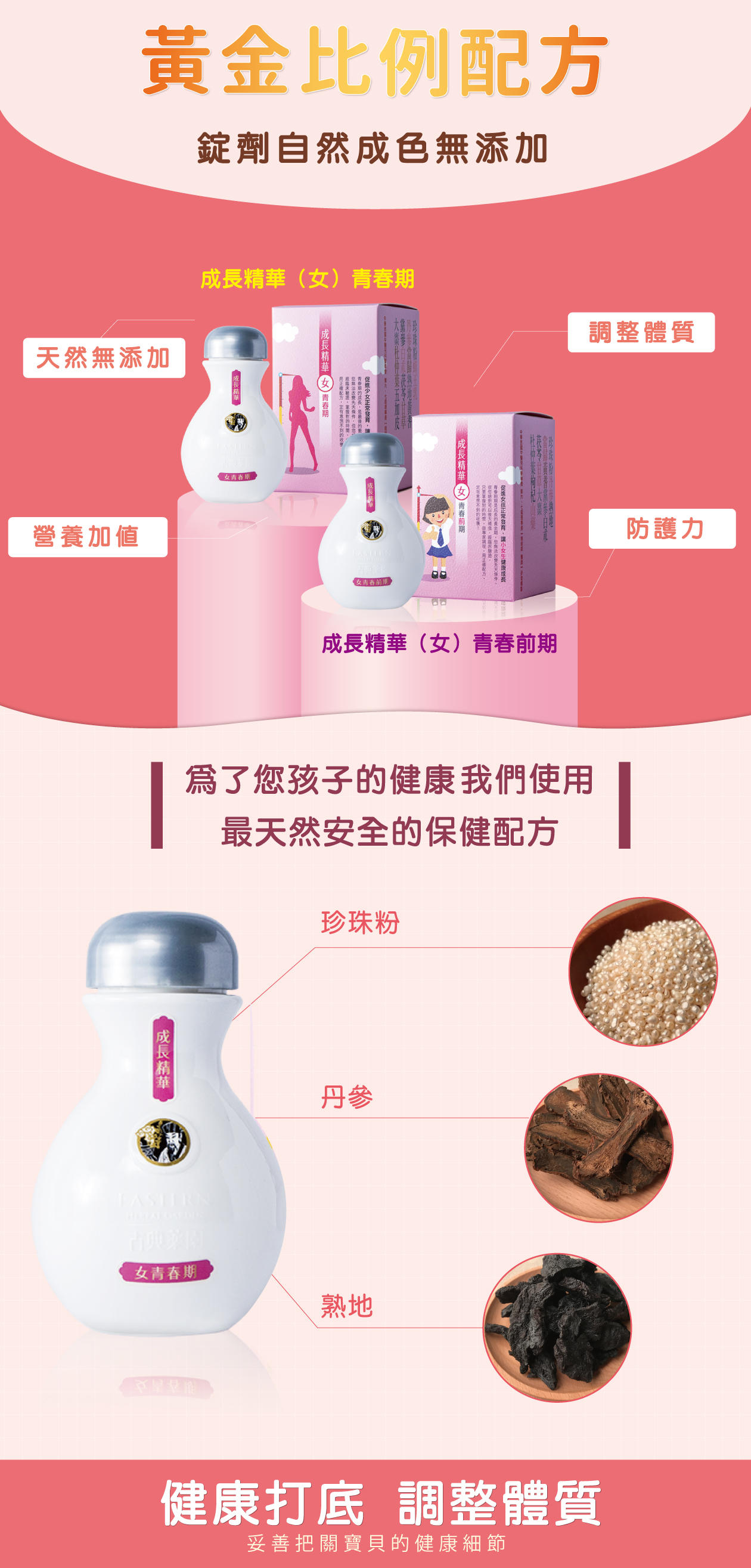 黄金比例配方-錠劑自然成色無添加