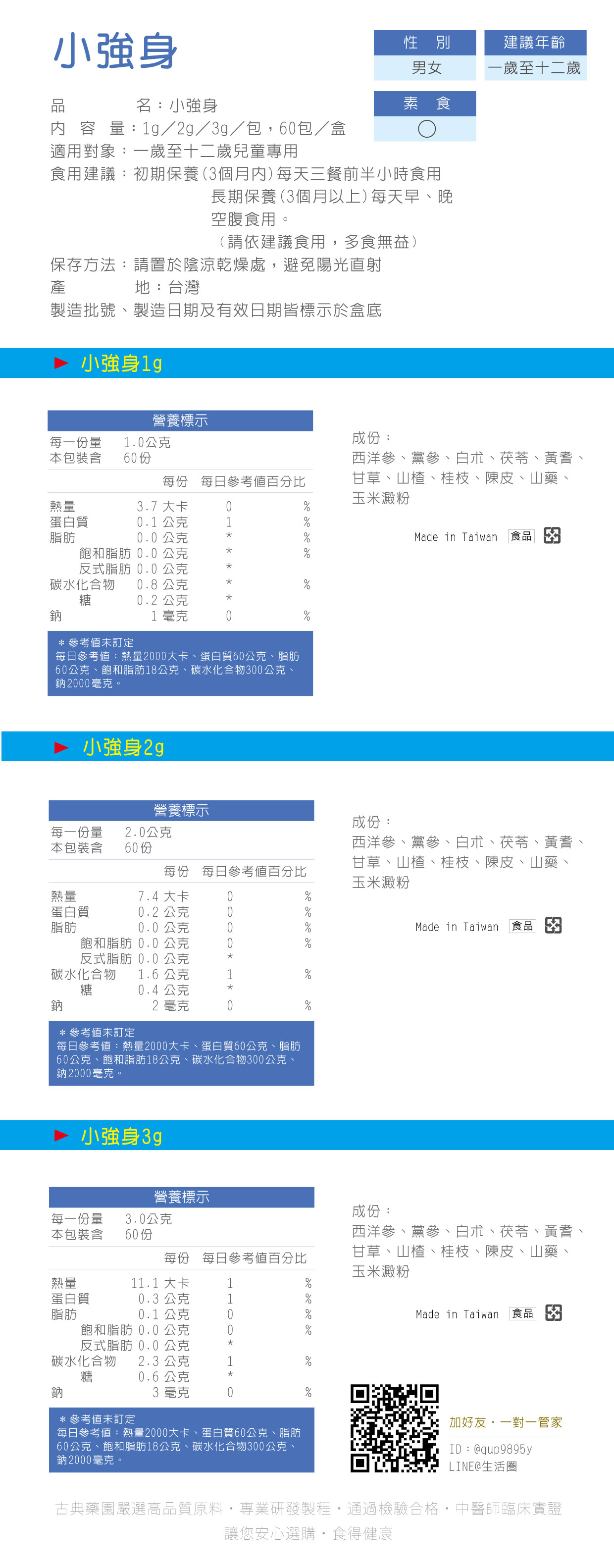 小強身-食用方式與成份